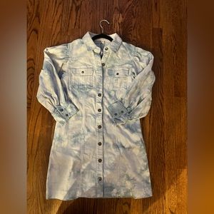 Something navy denim puff sleeve dress